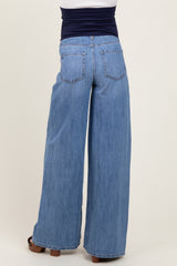 Blue Super Baggy Wide Leg Maternity Jeans