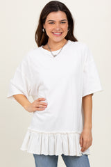 Ivory Relaxed Ruffled Tunic Top