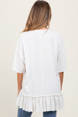 Ivory Relaxed Ruffled Tunic Maternity Top