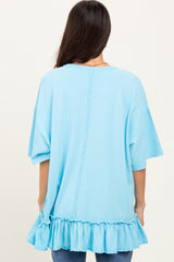 Aqua Relaxed Ruffled Tunic Top
