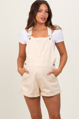 Cream Rolled Cuff Hem Maternity Shortall