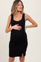 Black Sleeveless Textured Maternity Bodycon Dress