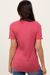 Mauve Ribbed Short Sleeve Top