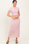 Light Pink Ribbed Knit Crop Tee Maxi Skirt Set