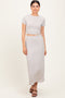 Light Taupe Ribbed Knit Crop Tee Maxi Skirt Set