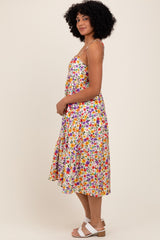 Ivory Floral Cami Strap Midi Dress