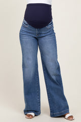 Blue Vintage Wash Wide Leg Maternity Jeans