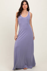 Lavender Solid Open Back Sleeveless Maxi Dress