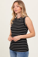 Black/Ivory Stripe Knitted Tank Top
