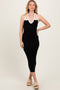 Black Contrast Trim Keyhole Cutout Midi Dress