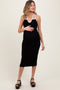 Black Contrast Trim Keyhole Cutout Maternity Midi Dress