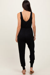 Black Scoop Neck Sleeveless Jogger Jumpsuit