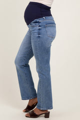 Blue Ankle Straight Leg Maternity Jeans
