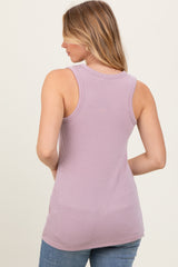 Mauve Ribbed Scoop Neck Racerback Tank Top