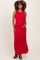 Red Gathered Waist Sleeveless Maternity Maxi Dress