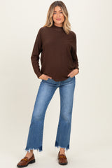 Blue Fray Hem Cropped Flare Maternity Jeans