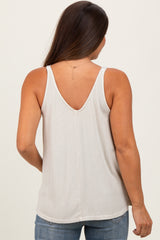 Cream Ribbed V-Neck Flowy Maternity Tank