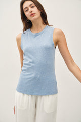 Light Blue Basic Crew Neck Maternity Tank
