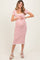 Red Striped Square Neck Short Sleeve Maternity Midi Dress