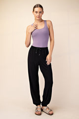 Black Drawstring Maternity Jogger Pants