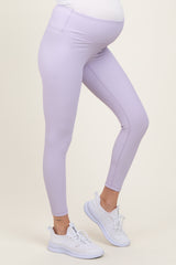 Lavender Ribbed Maternity Leggings