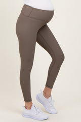 Mocha Ribbed Maternity Leggings