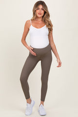Mocha Ribbed Maternity Leggings