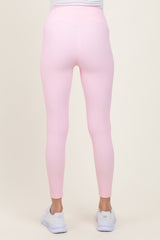 Pink Ribbed Maternity Leggings