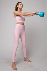 Pink Ribbed Maternity Leggings