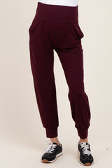Burgundy Maternity Joggers