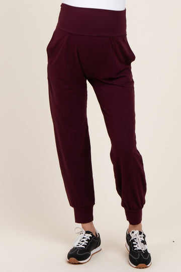 Burgundy Maternity Joggers