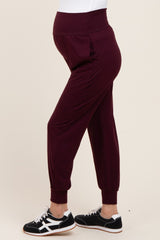 Burgundy Maternity Joggers