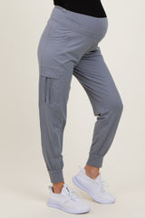 Grey Cargo Pocket Maternity Jogger Pants