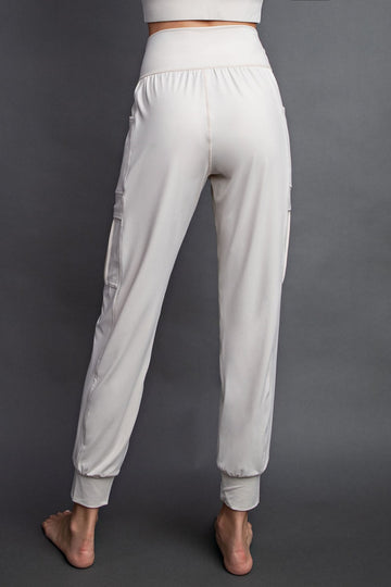 Cream Cargo Pocket Jogger Pants