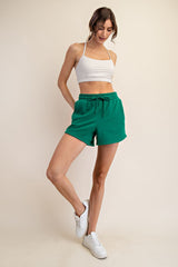 Green Terry Maternity Shorts
