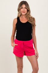 Fuchsia Terry Maternity Shorts