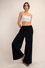 Black Drawstring Wide Leg Maternity Lounge Pant