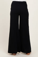 Black Drawstring Wide Leg Maternity Lounge Pant