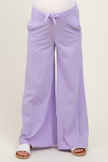 Lavender Drawstring Wide Leg Maternity Lounge Pant