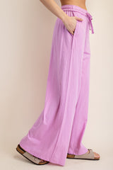 Pink Drawstring Wide Leg Lounge Pant