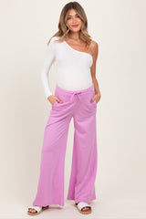 Pink Drawstring Wide Leg Maternity Lounge Pant