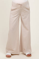 Cream Drawstring Wide Leg Maternity Lounge Pant