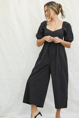 Black Sweetheart Cropped Wide Leg Maternity Jumpsuit