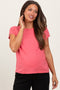 Fuchsia Linen Blend Maternity Short Sleeve Tee