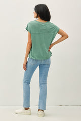 Light Olive Linen Blend Short Sleeve Tee