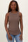 Mocha Ribbed Basic Crew Neck Tank