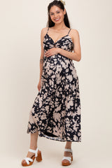 Black Floral Keyhole Detail Maternity Maxi Dress