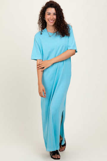Aqua Short Sleeve Knit T-Shirt Maxi Dress