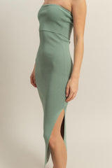 Sage Strapless Fitted Maxi Dress