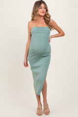 Sage Strapless Fitted Maternity Maxi Dress